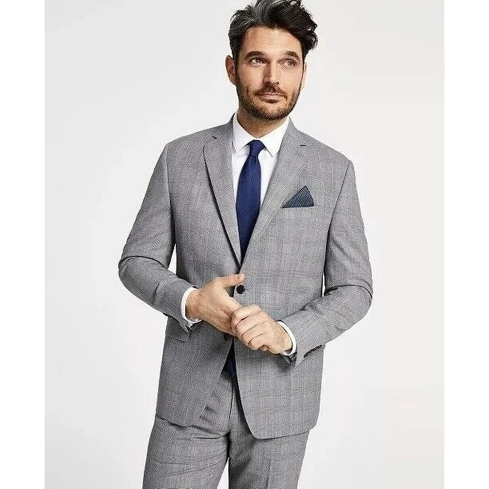 Ralph Ralph Lauren Men’s Silk Wool Herringbone Gray Two Button‎ Suit Jacket- 50R